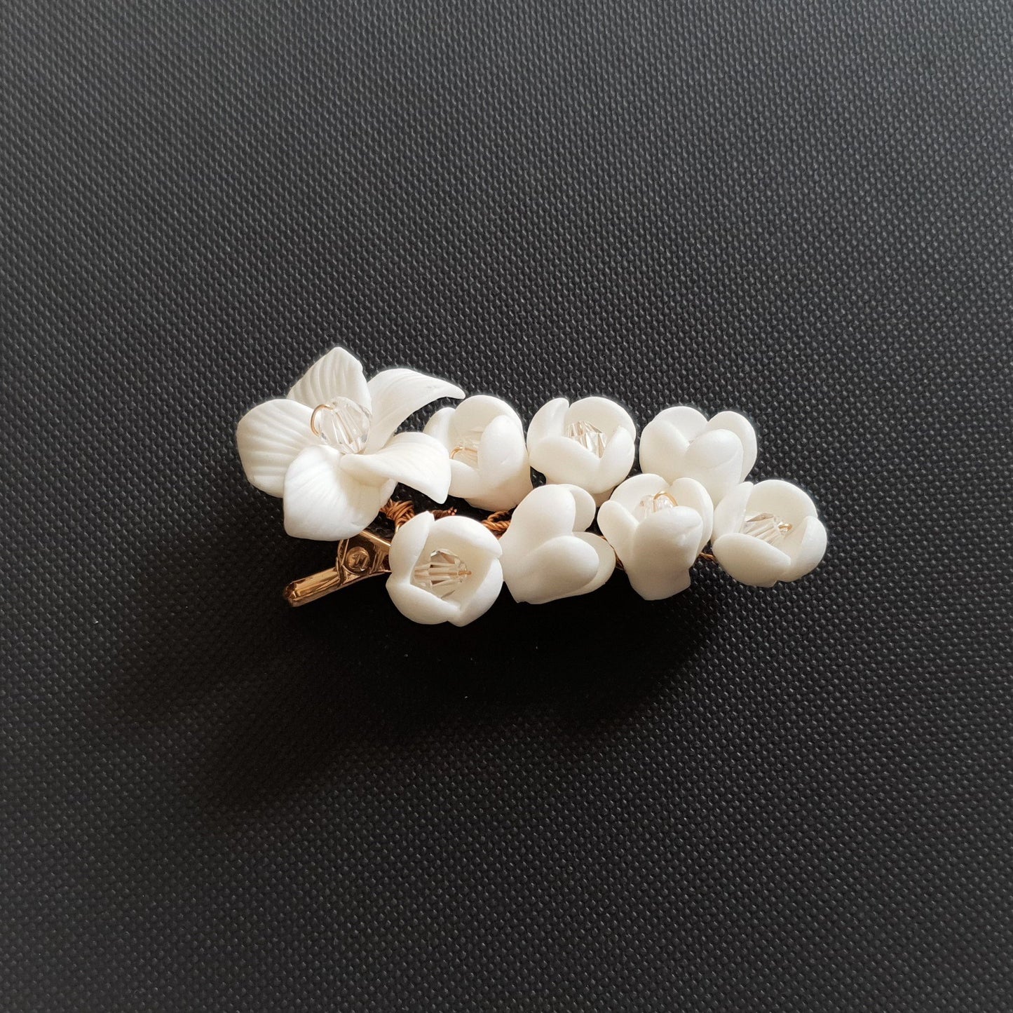 White Flower Wedding Hair Clip for Flower Girls-Lilac