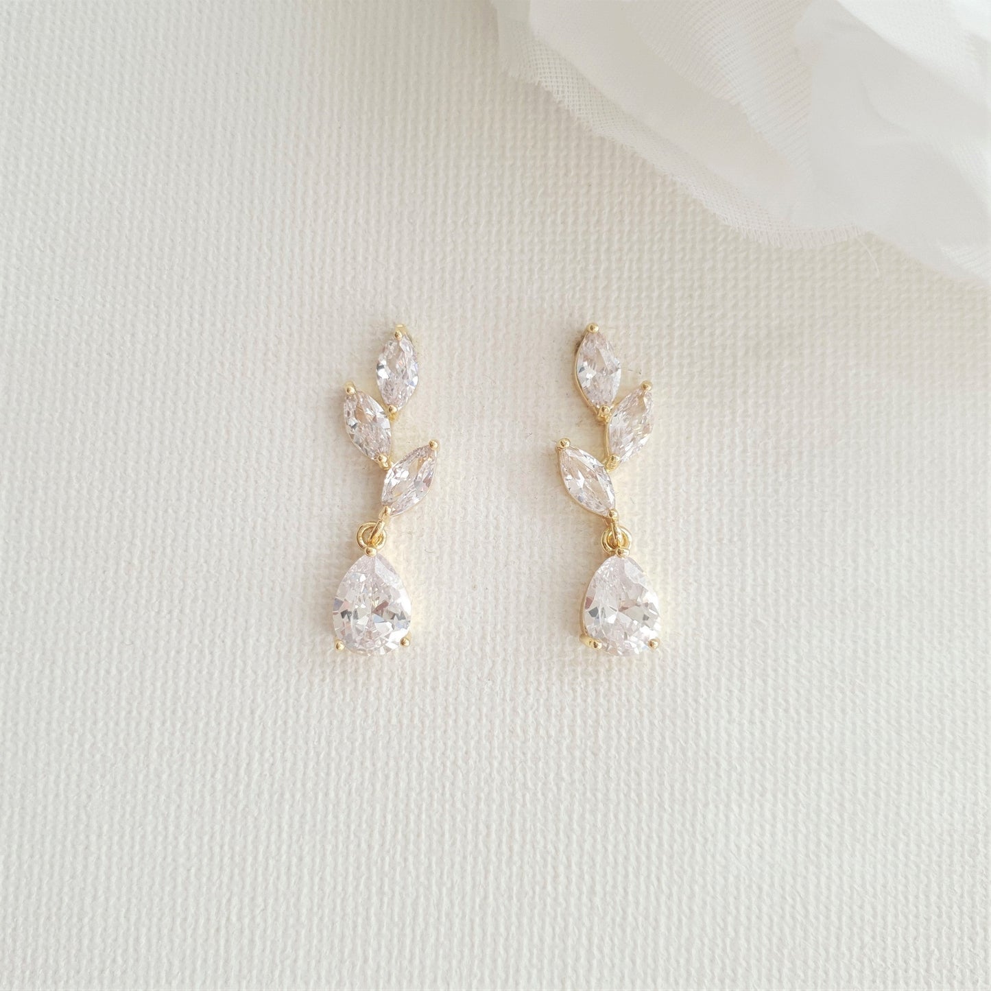 Gold Leaf Drop Earrings-Taylor
