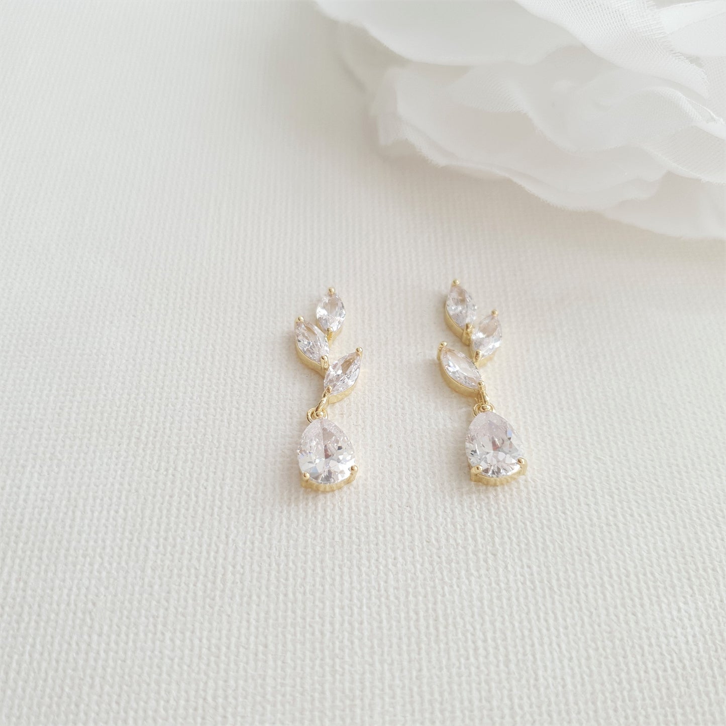 Gold Leaf Drop Earrings-Taylor