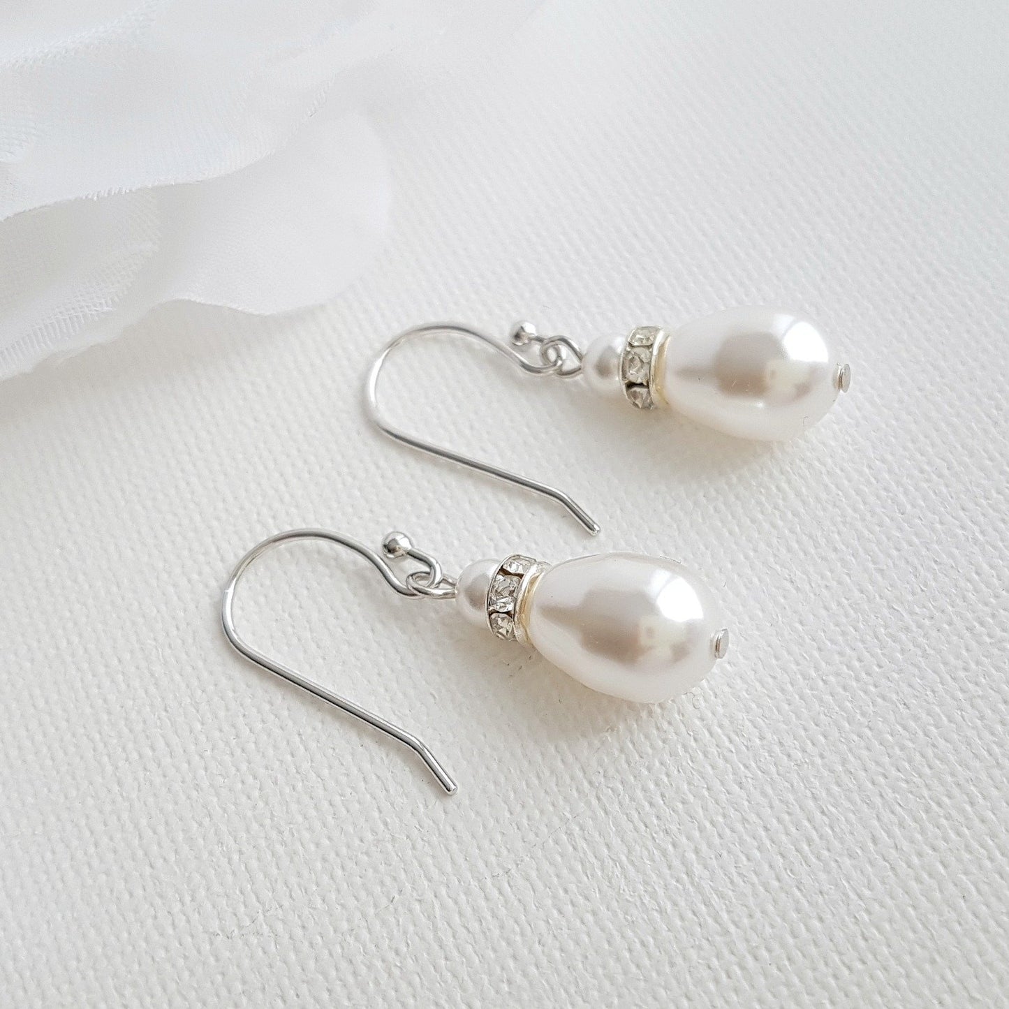 Simple Gold Earrings With Pearl Drops -June - PoetryDesigns