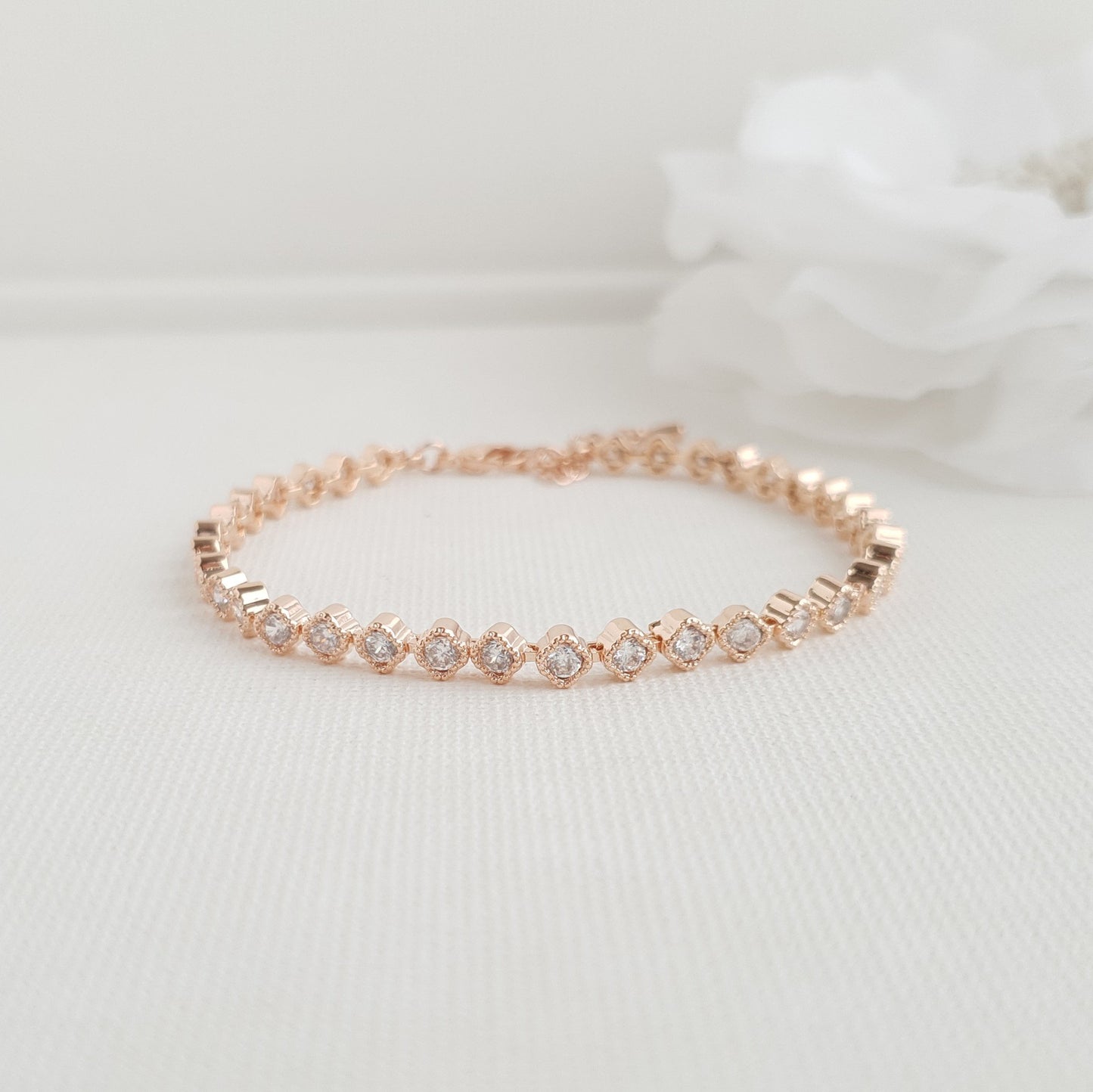 Wedding Tennis Bracelet in Rose Gold & CZ - Lisa