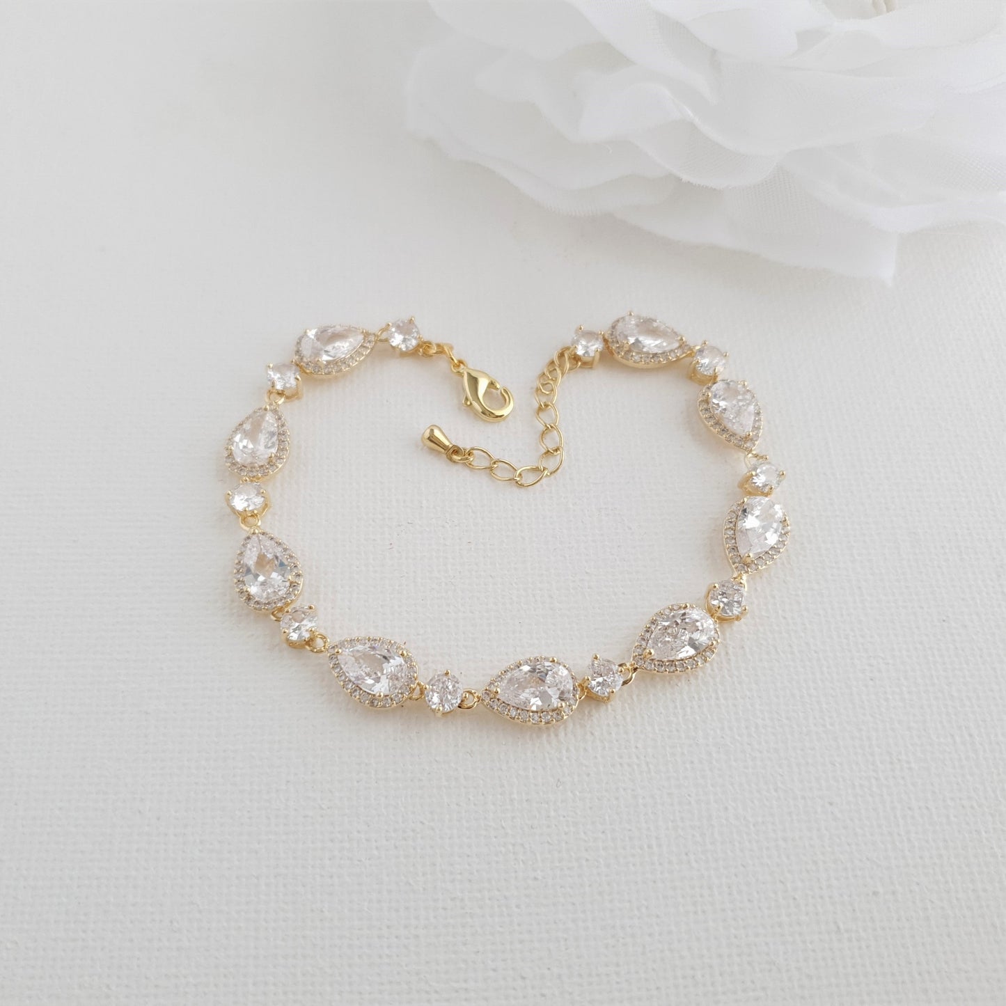 Pear Shape Cubic Zirconia Rose Gold Bracelet-Luna