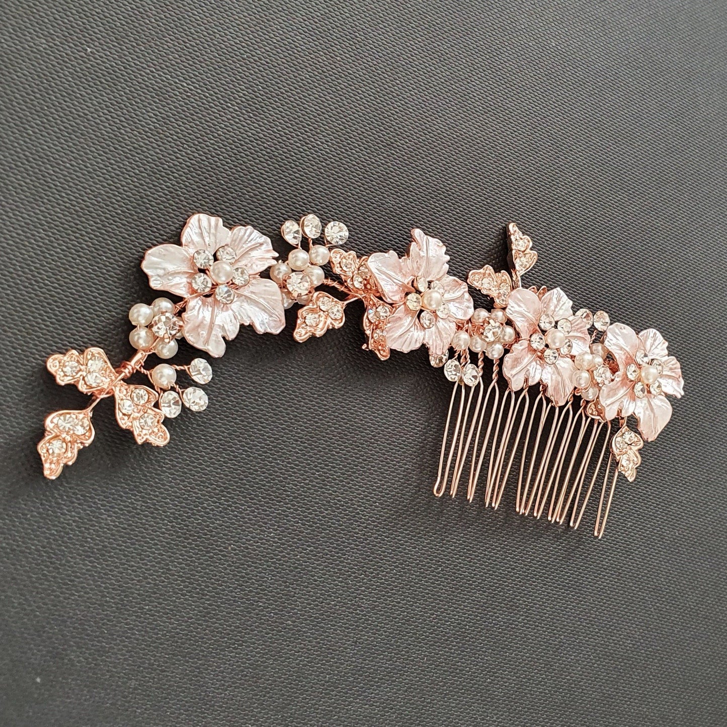 Silver flower Leaf Hair Comb for Weddings-Gardenia