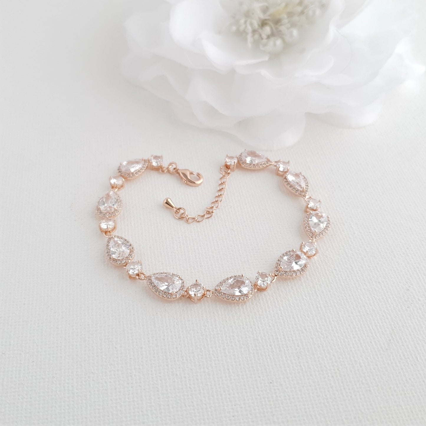 Silver Teardrop Wedding Bracelet-Luna