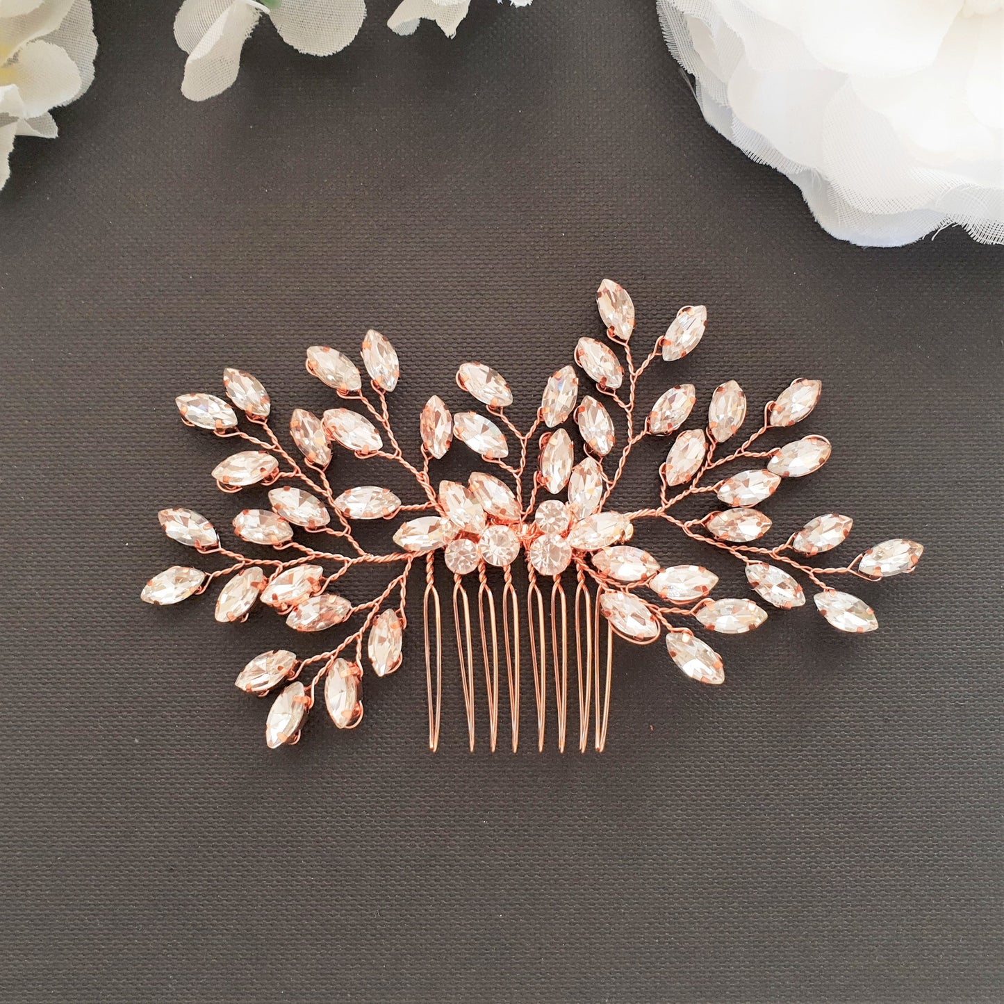 Rose Gold Crystal Hair Vine Hair Comb for Wedding-Pasque