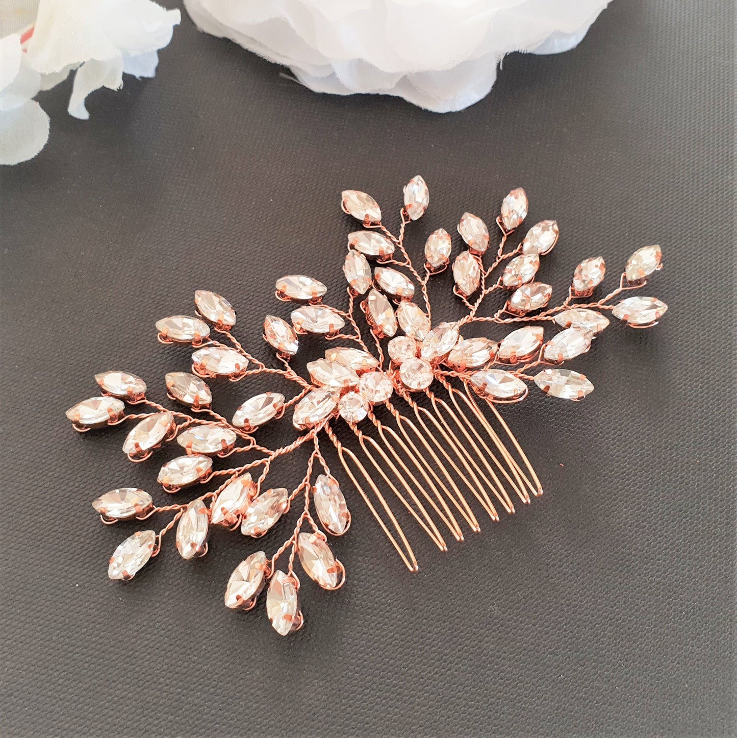 Rose Gold Crystal Hair Vine Hair Comb for Wedding-Pasque