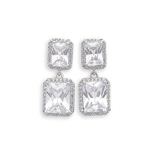 CZ rectangle Drop Earring for Weddings and Brides