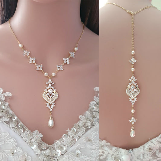 Gold Backdrop Bridal Necklace-Rosa