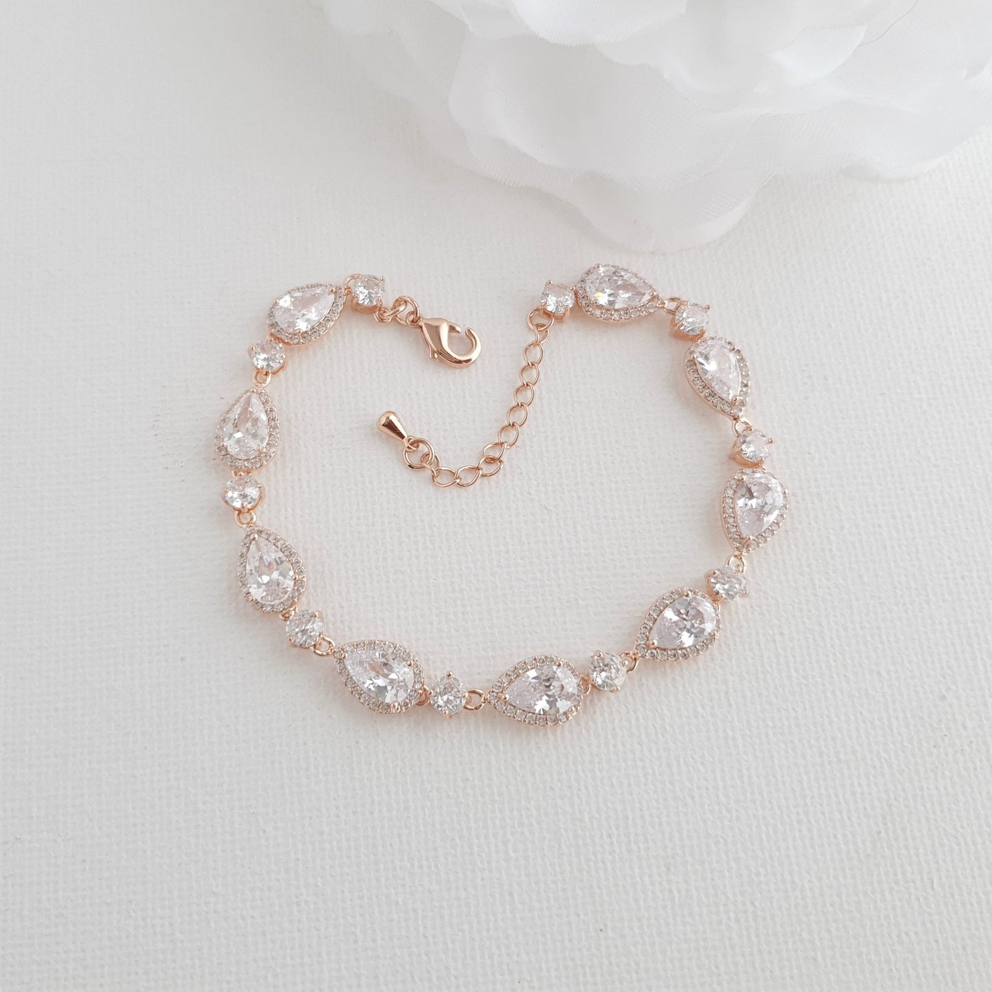 Pear Shape Cubic Zirconia Rose Gold Bracelet-Luna