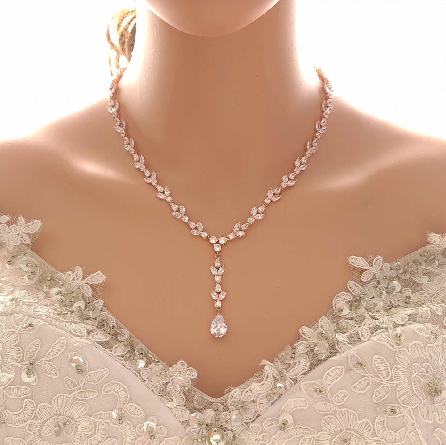 Collar de boda llamativo con o sin telón de fondo-Anya