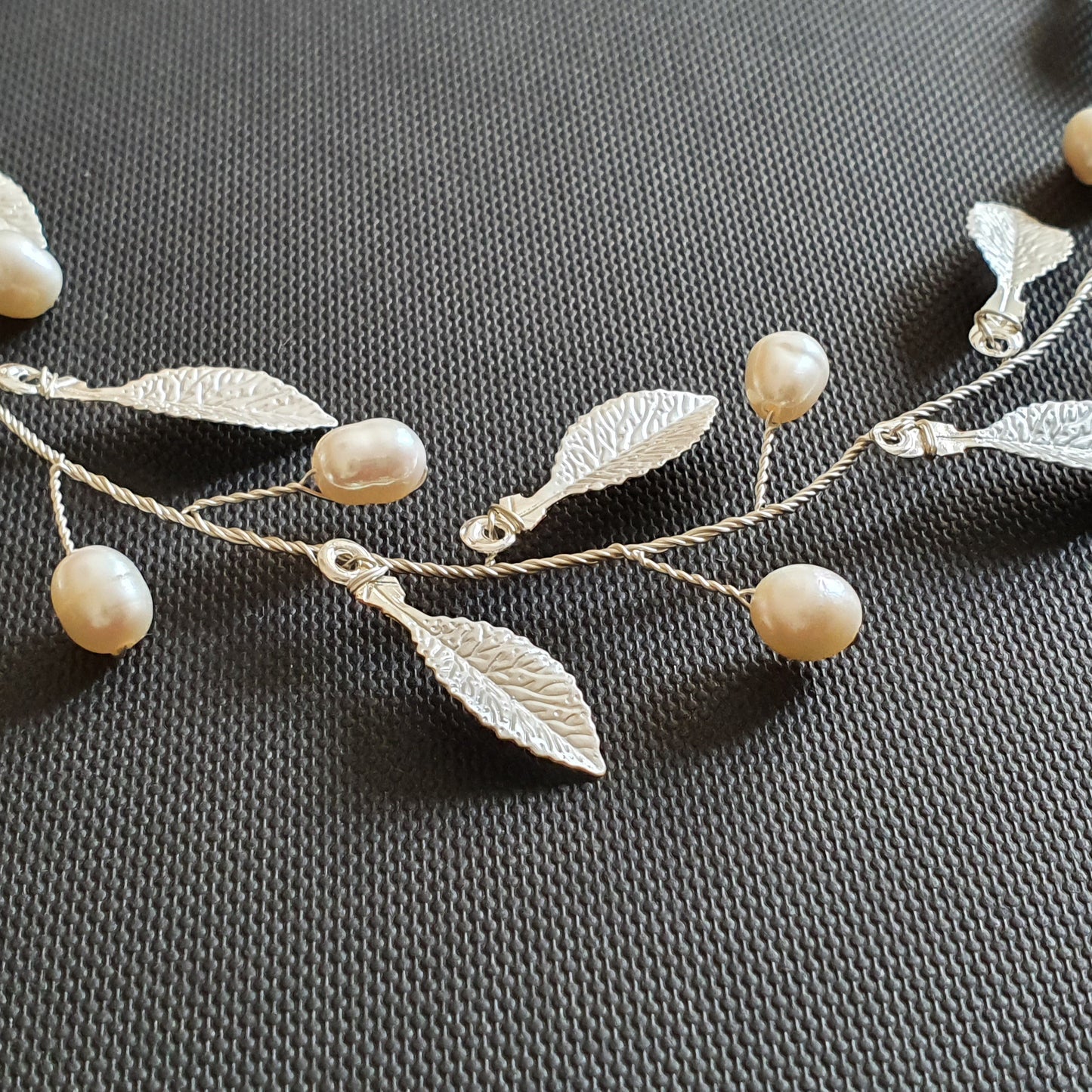 Tiny Gold Leaf and Pearl Headpiece- Sweet Peas