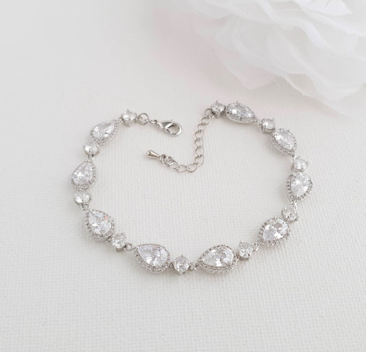 Bracelet de mariage en argent en forme de larme-Luna