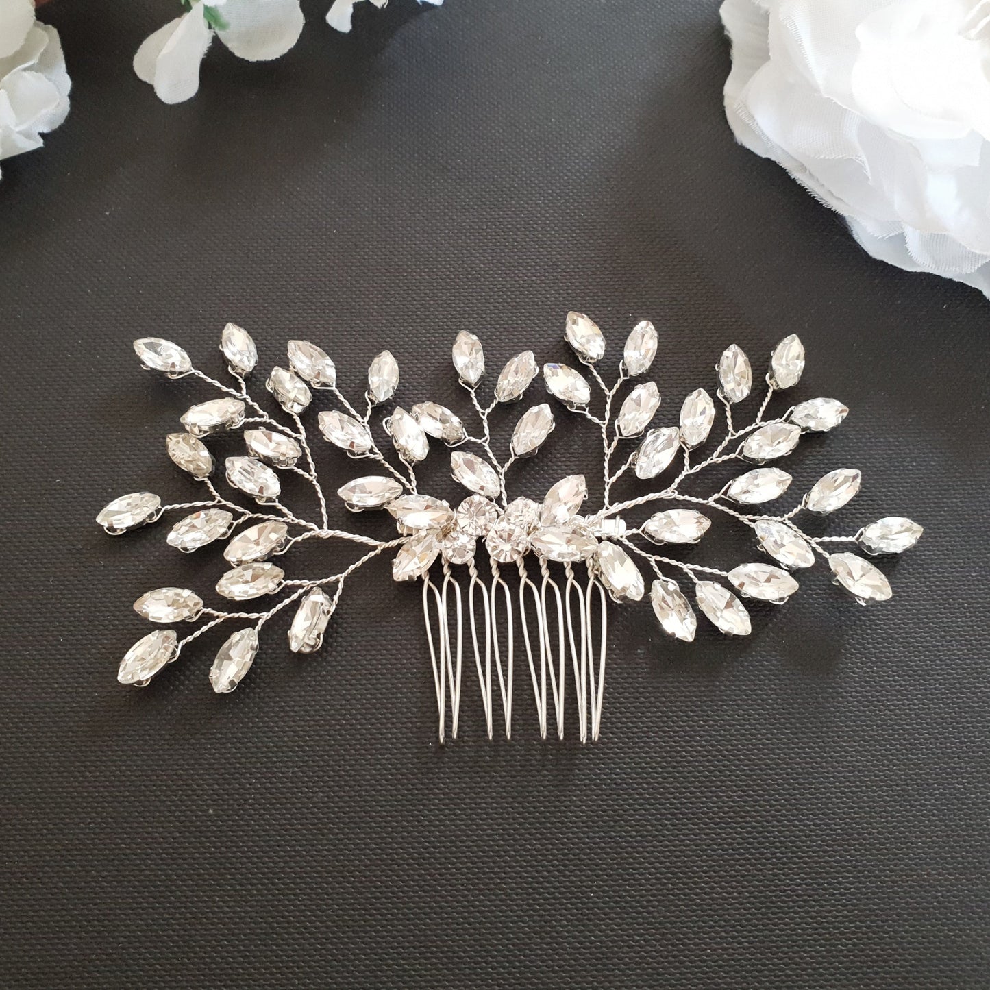 Rose Gold Crystal Hair Vine Hair Comb for Wedding-Pasque