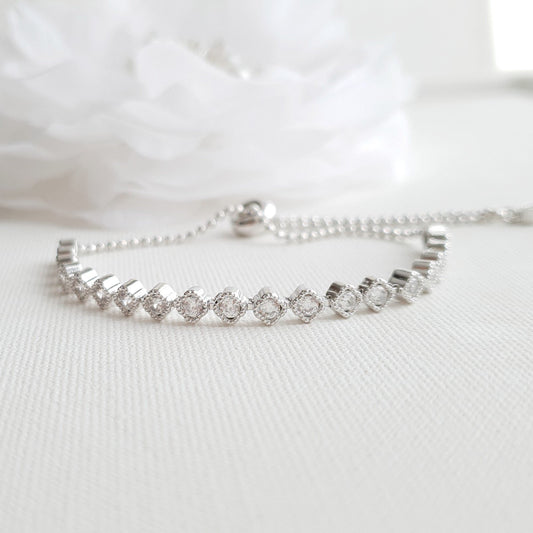 Silver Slider Clasp Bracelet-Celia - PoetryDesigns
