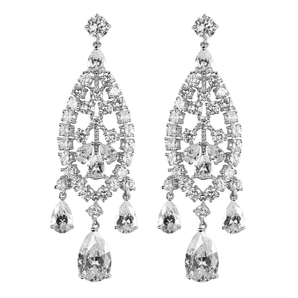 Silver Chandelier Earrings- Courtney - PoetryDesigns