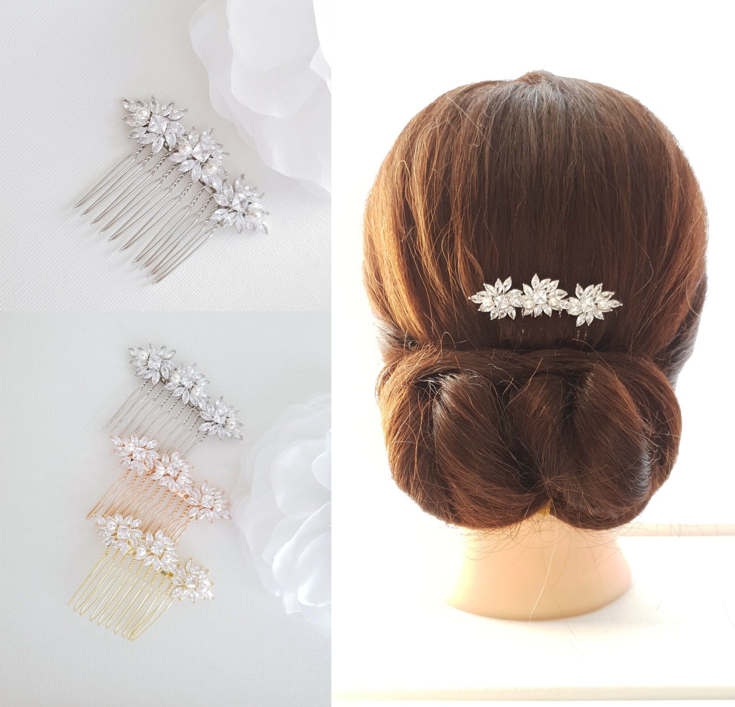 Small Wedding Veil Comb- Bridget - PoetryDesigns