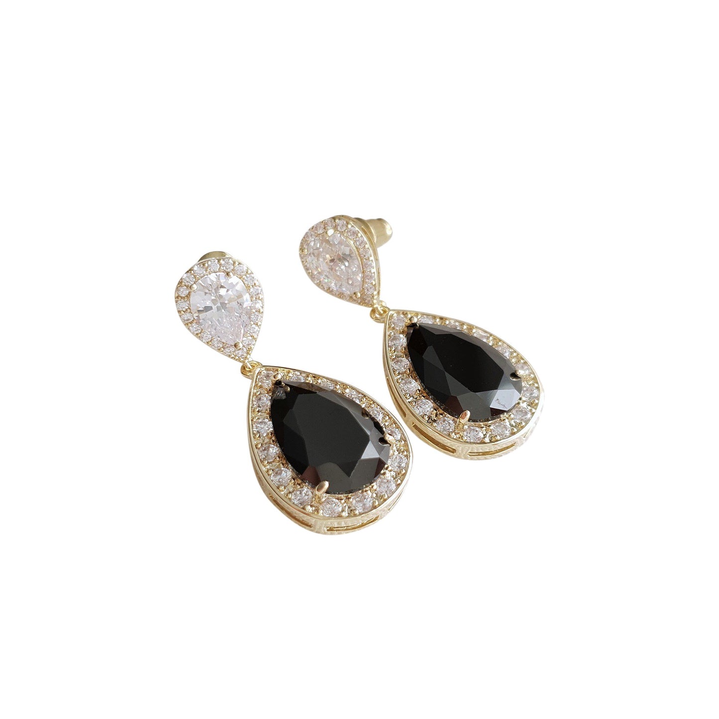 Black and Gold Earrings-Zoe - PoetryDesigns