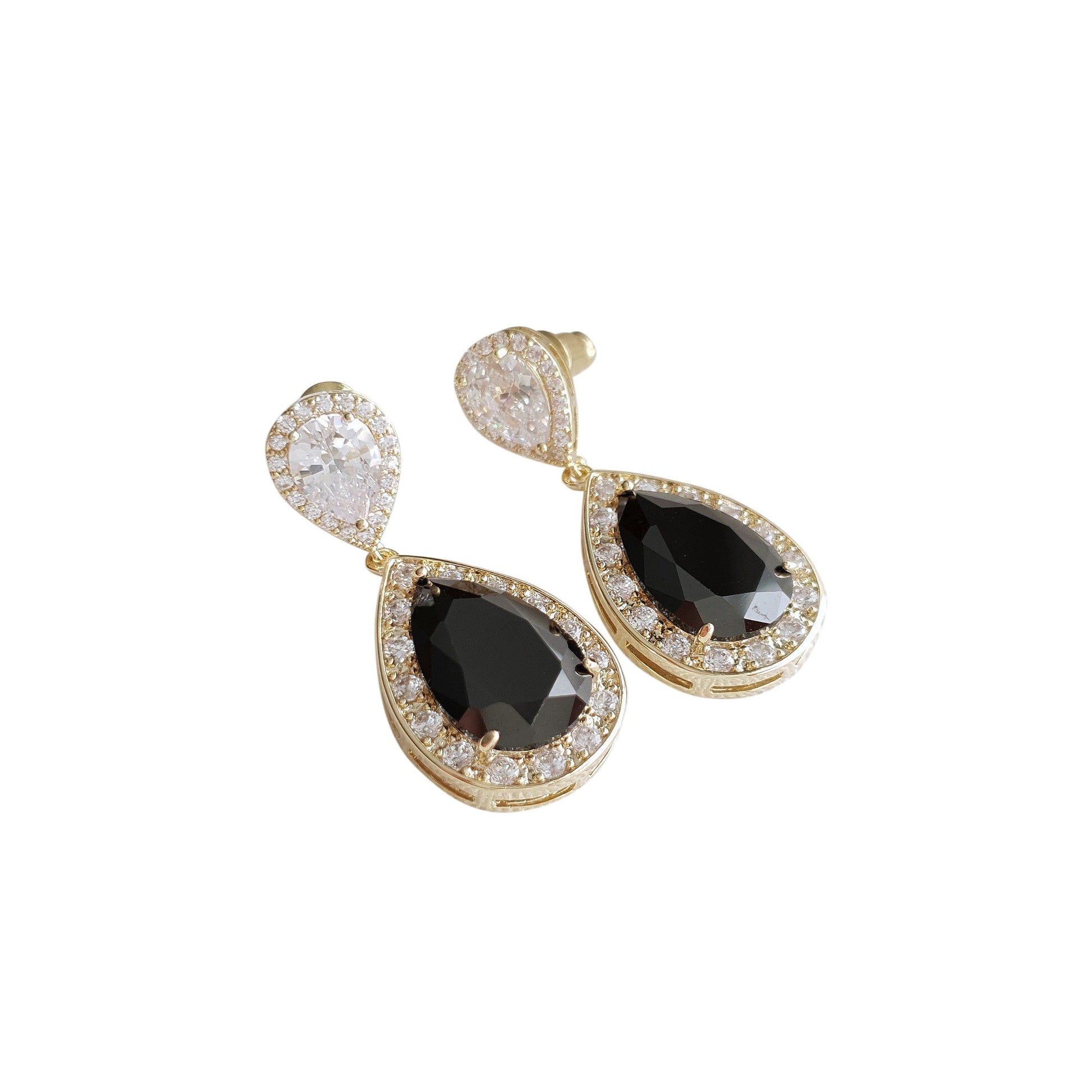 Black and Gold Earrings-Zoe - PoetryDesigns
