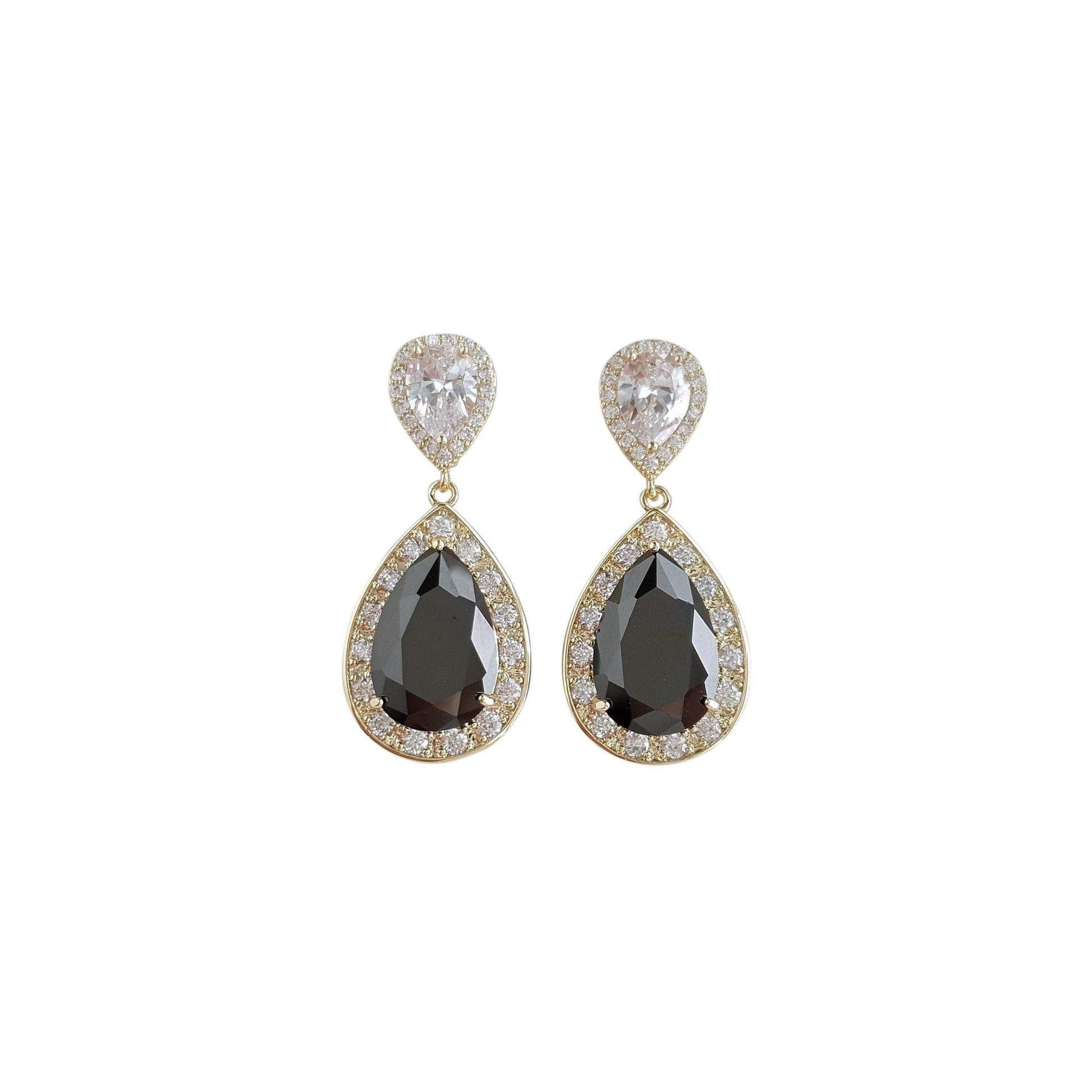 Black and Gold Earrings-Zoe - PoetryDesigns