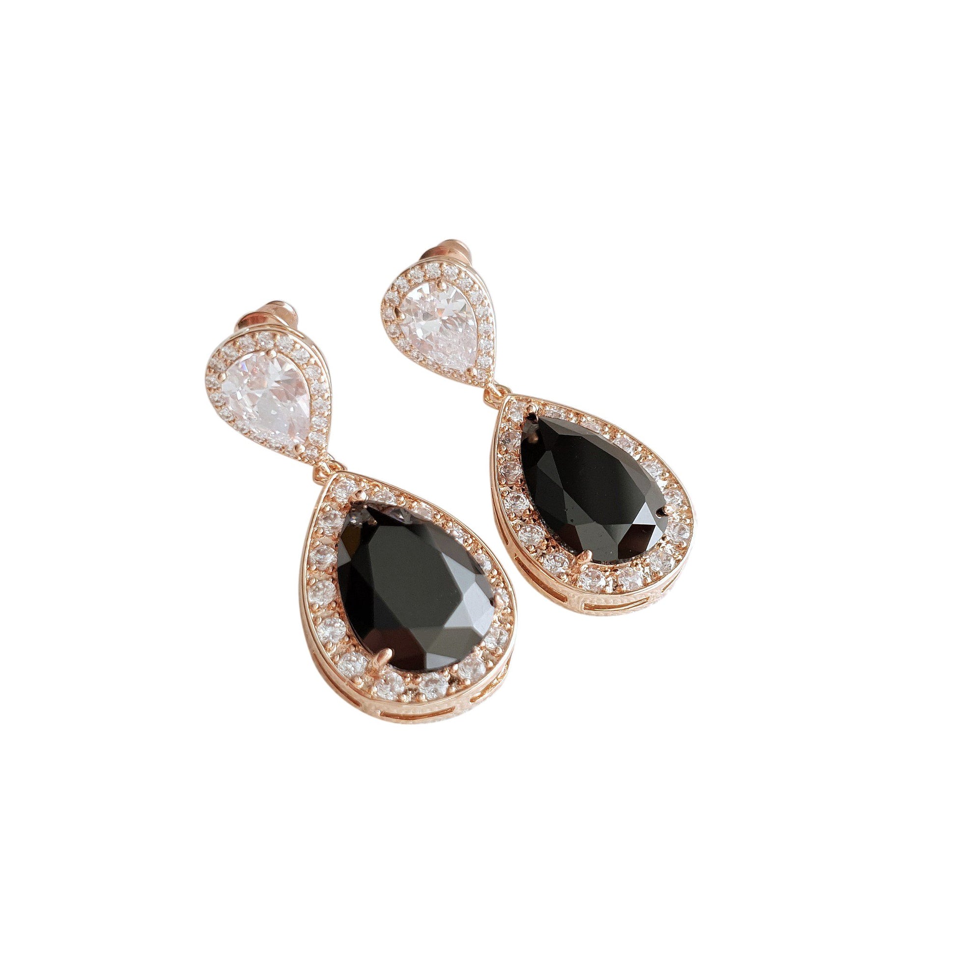 Black and Gold Earrings-Zoe - PoetryDesigns