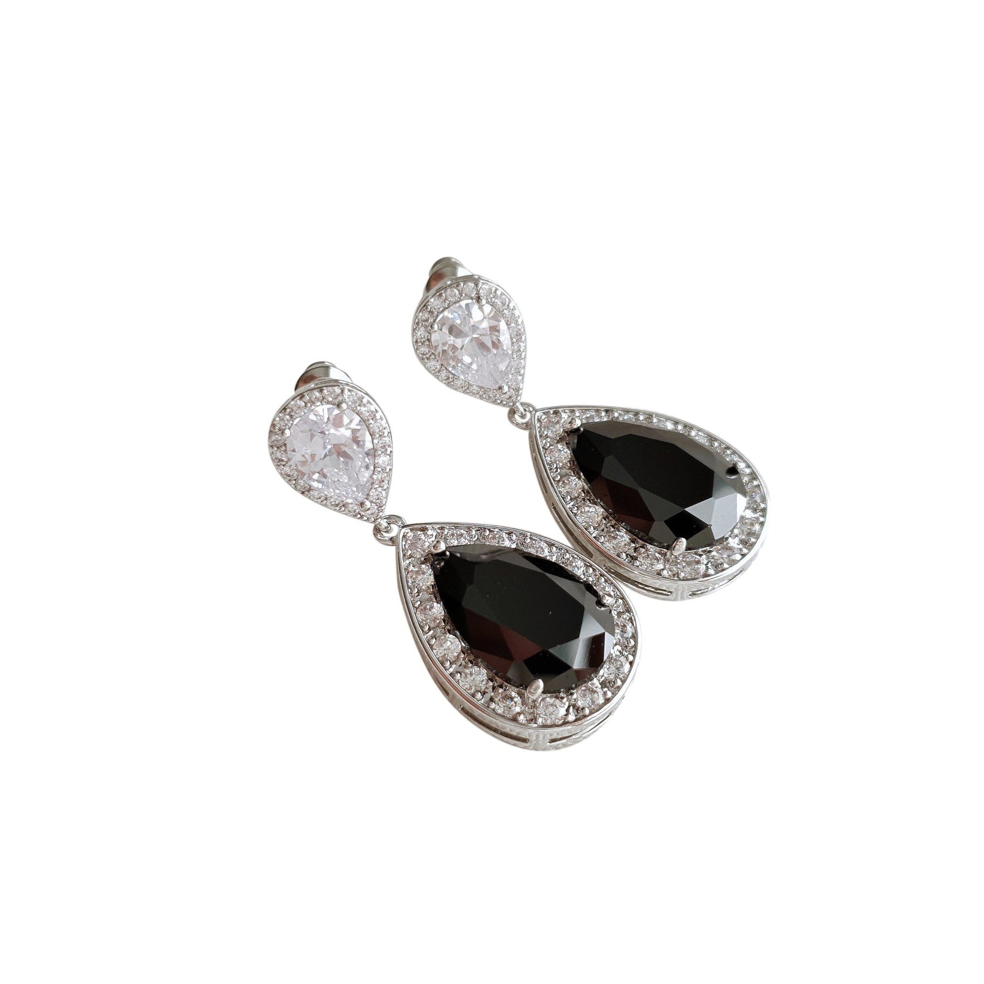 Black and Gold Earrings-Zoe - PoetryDesigns