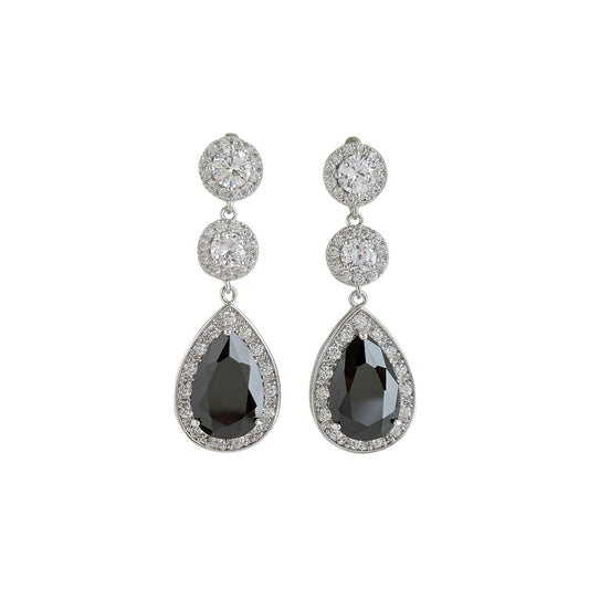 Long Black Drop Earrings- Zoe - PoetryDesigns