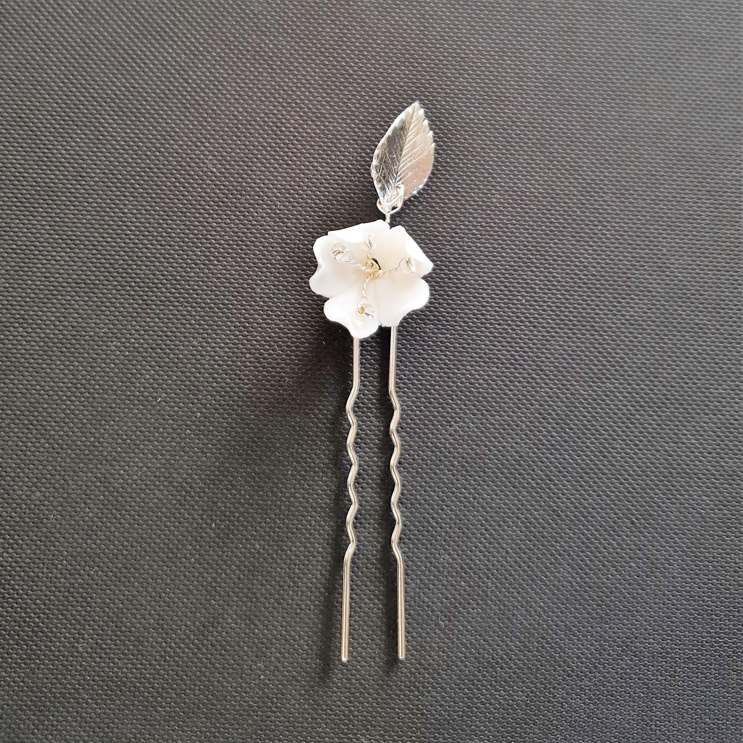 Gold Wedding Hair Pins with White Flowers-Magnolia