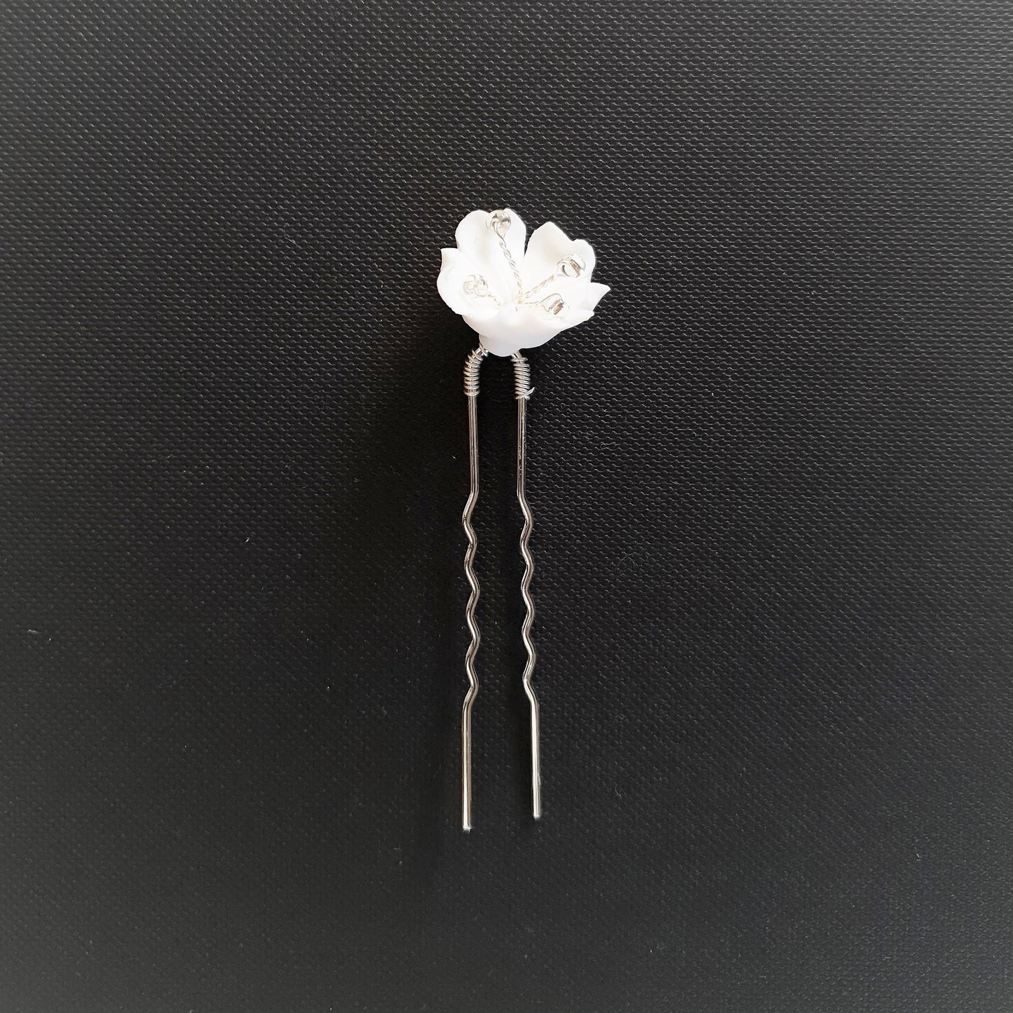 Gold Wedding Hair Pins with White Flowers-Magnolia