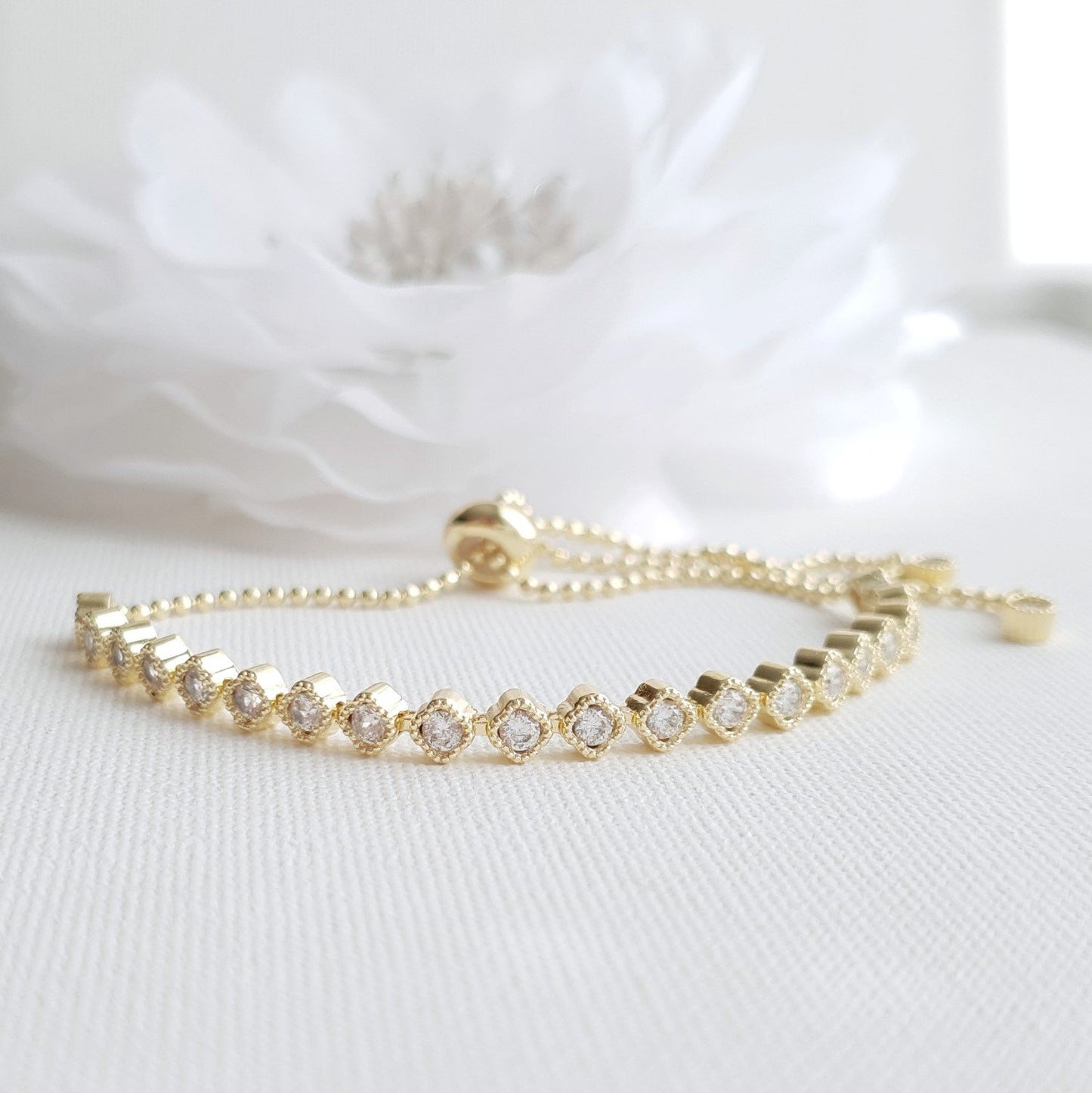 Rose Gold Sliding Bracelet for Brides-Celia - PoetryDesigns