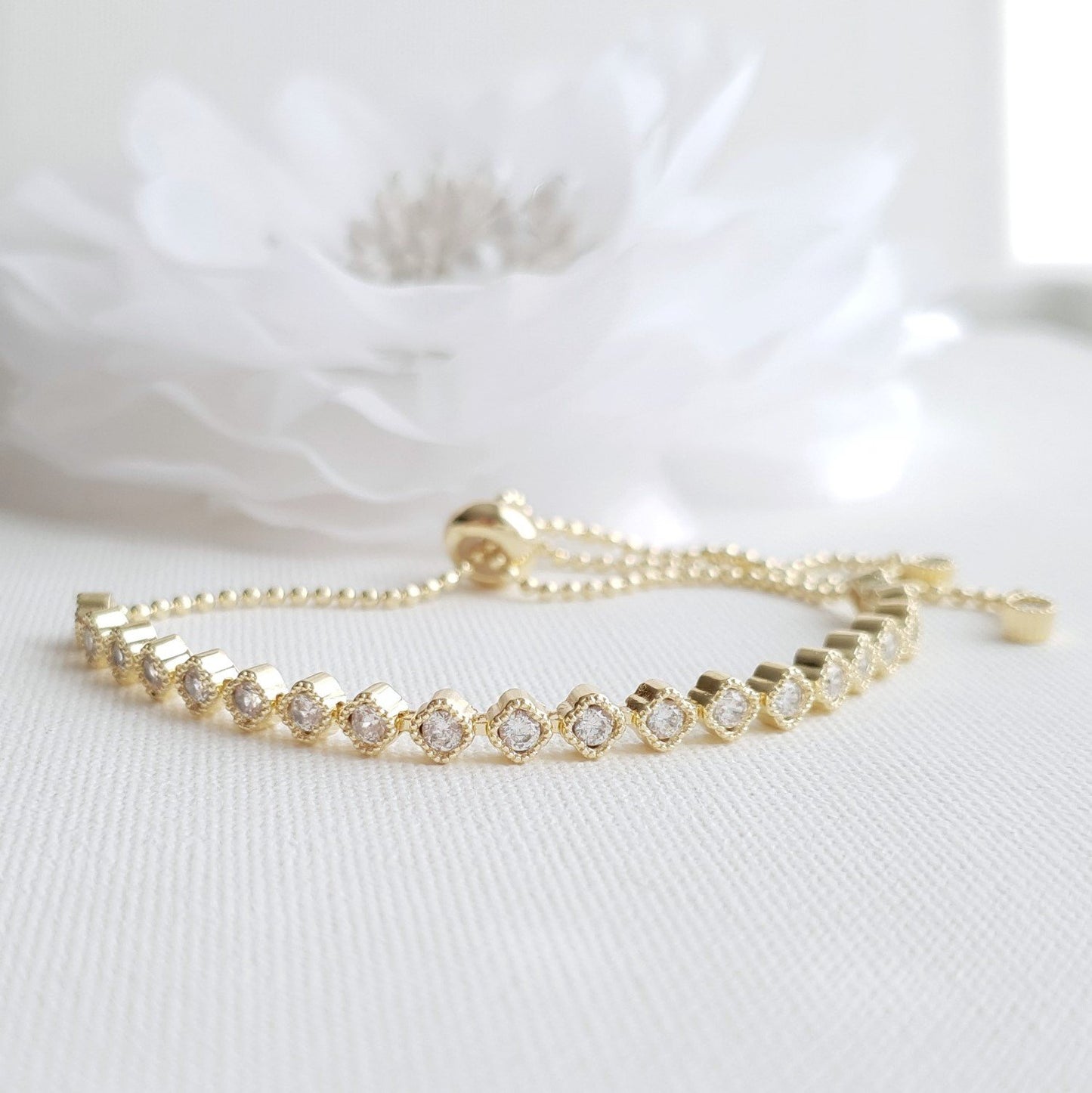 Delicate Gold Bracelet for Weddings-Celia - PoetryDesigns