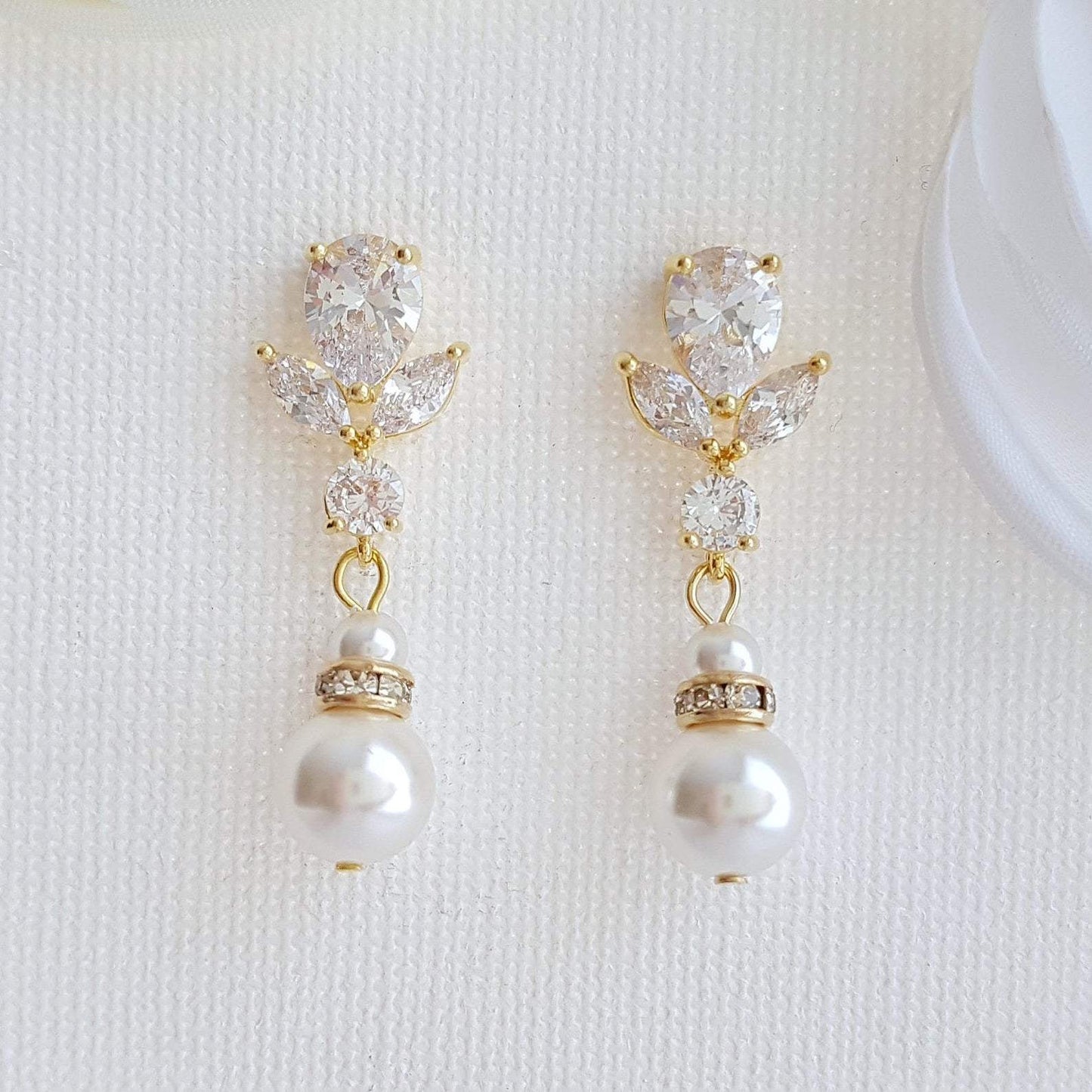 Clip On Pearl Drop Wedding Earrings-Nicole