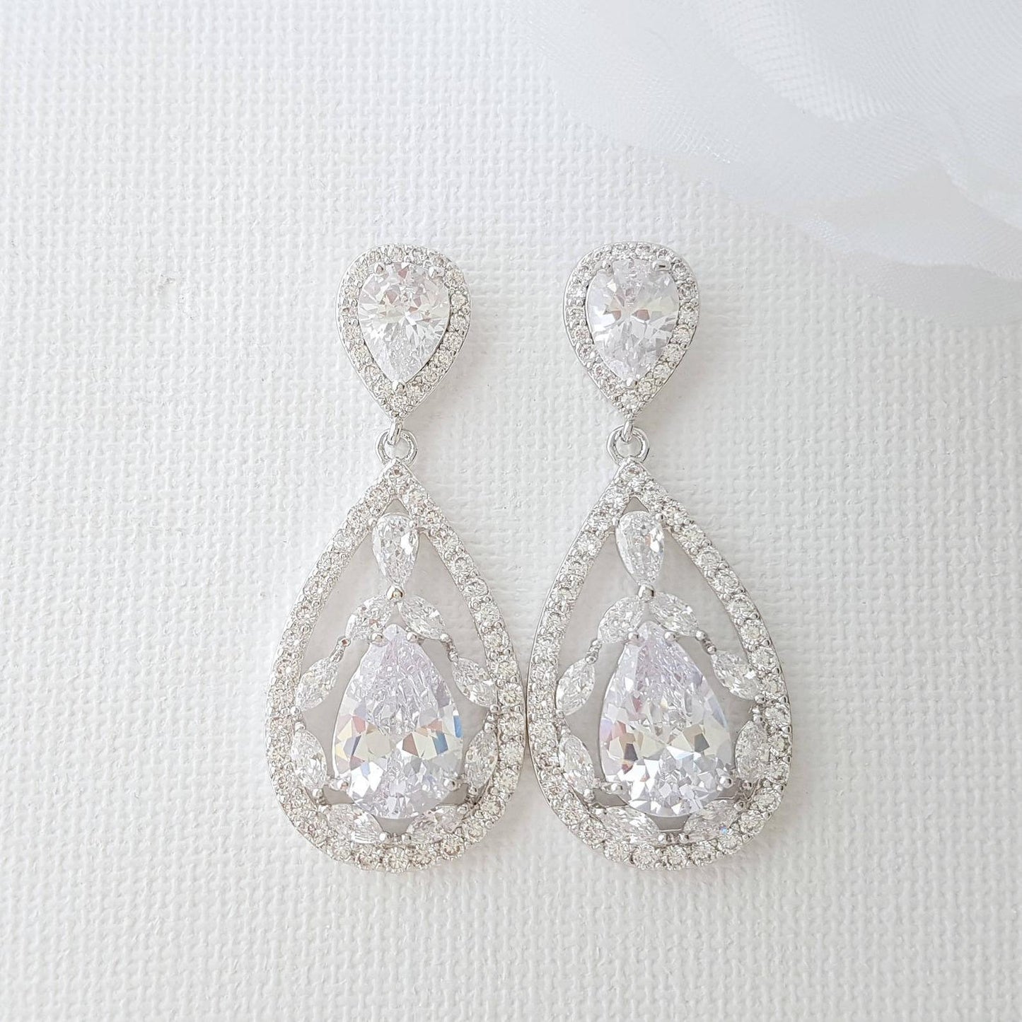 Bridal Drop Earrings-Esther - PoetryDesigns