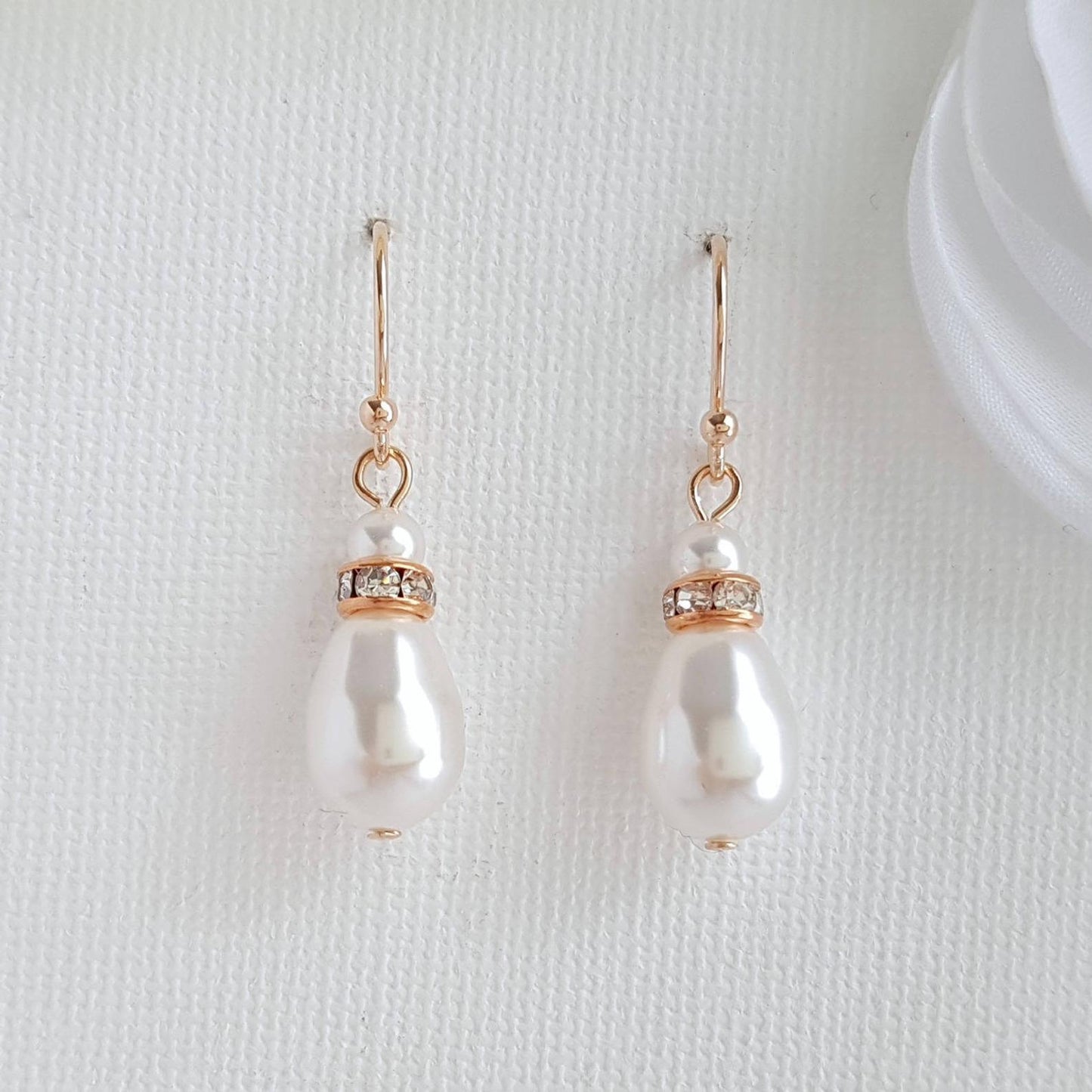 Simple Gold Earrings With Pearl Drops -June - PoetryDesigns