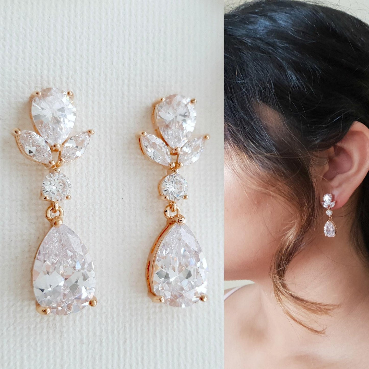 Pendientes de boda Dainty en oro-Nicole