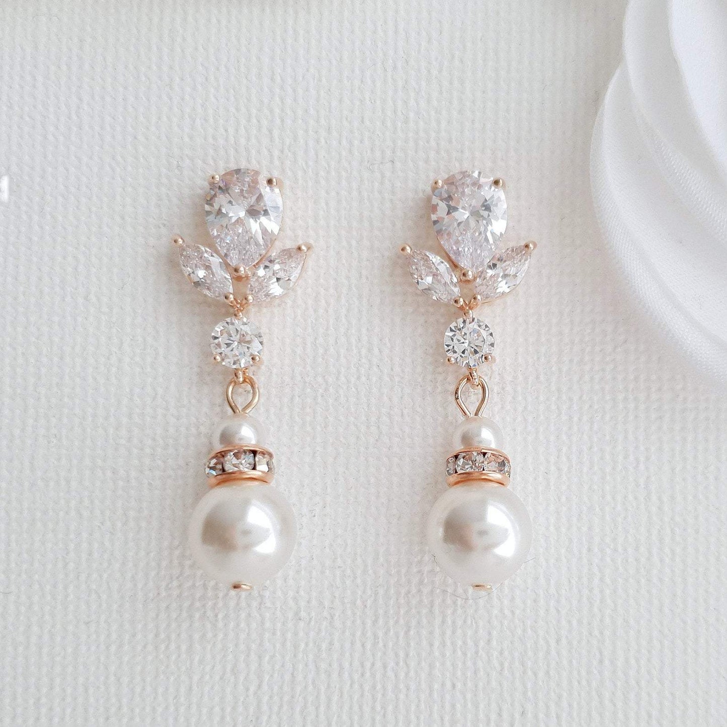 Clip On Pearl Drop Wedding Earrings-Nicole