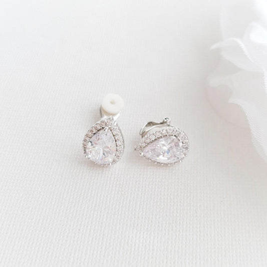 Clip On Bridal Stud Earrings for Weddings,Prom Bridesmaids- Poetry Designs