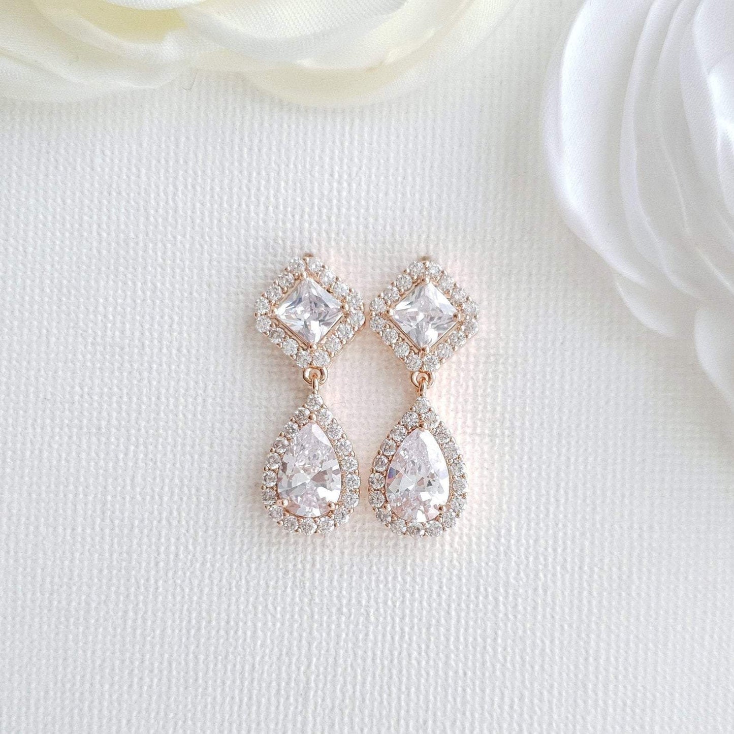 Rose Gold Bridesmaids Earrings- Kala - PoetryDesigns