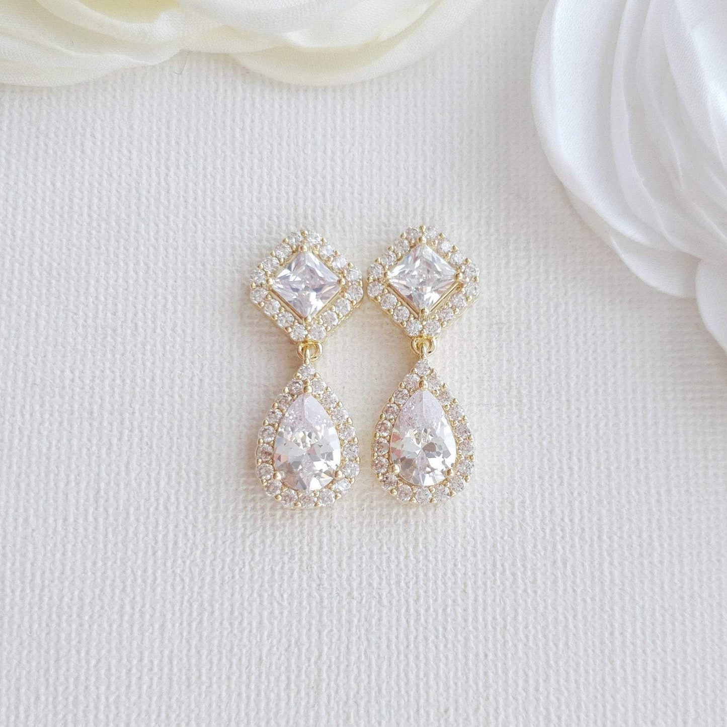Rose Gold Bridesmaids Earrings- Kala - PoetryDesigns