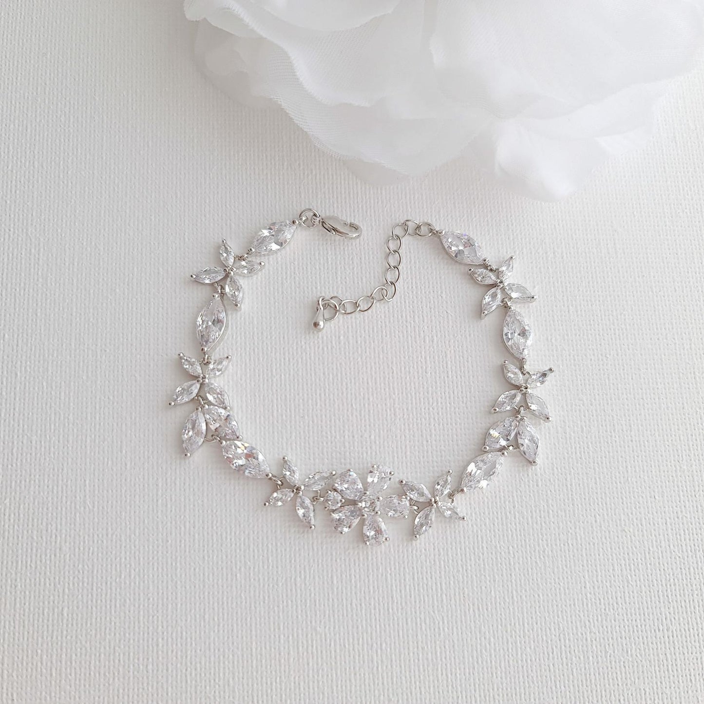 Cubic Zirconia Wedding Flower Bracelet for Brides- Daisy - PoetryDesigns