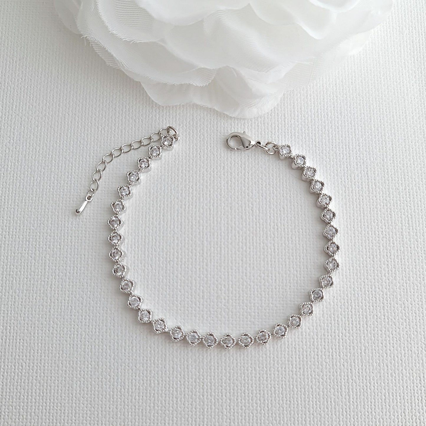 Minimal & Thin CZ Tennis Bracelet for Brides & Weddings- Lisa - PoetryDesigns