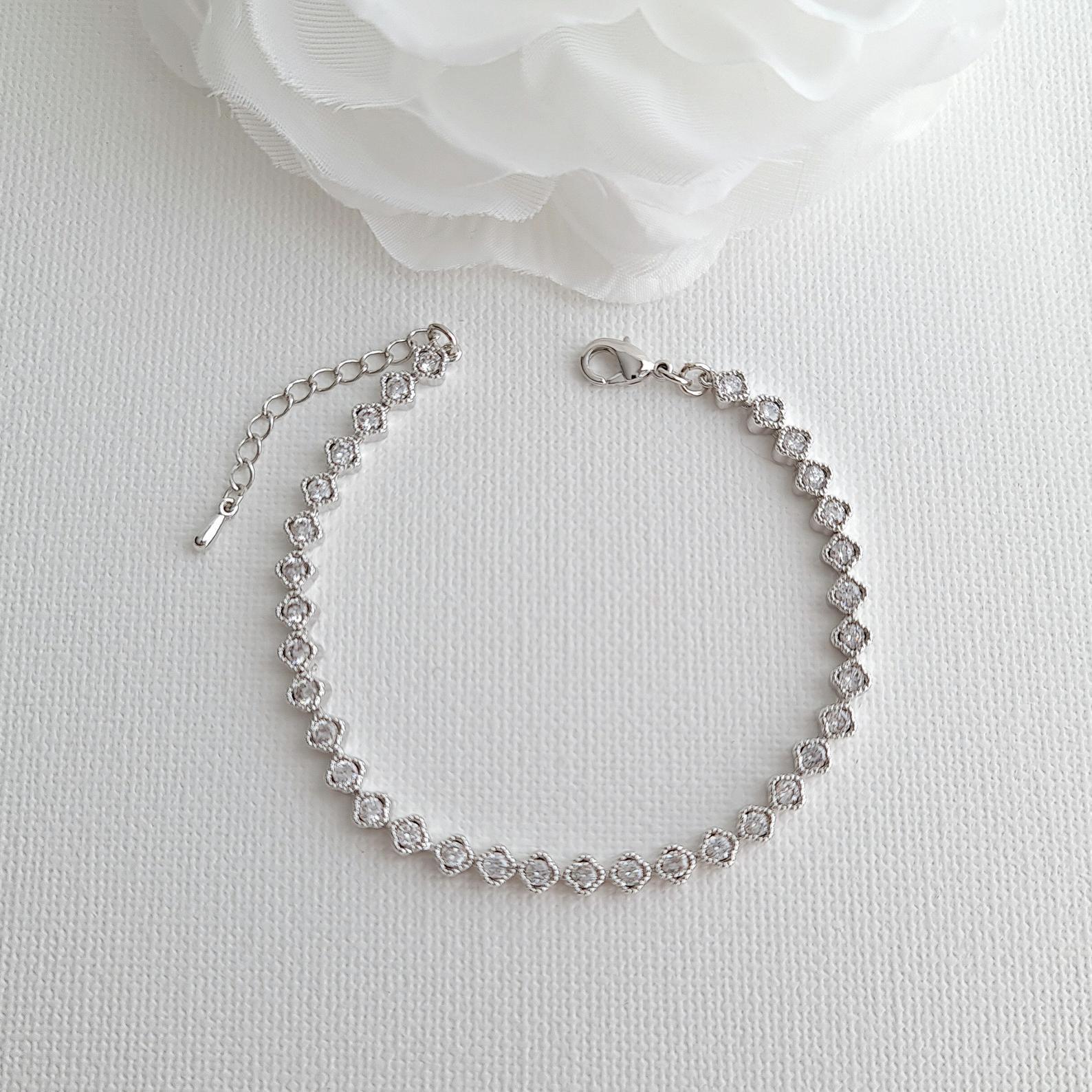 Wedding Tennis Bracelet in Rose Gold & CZ - Lisa - PoetryDesigns