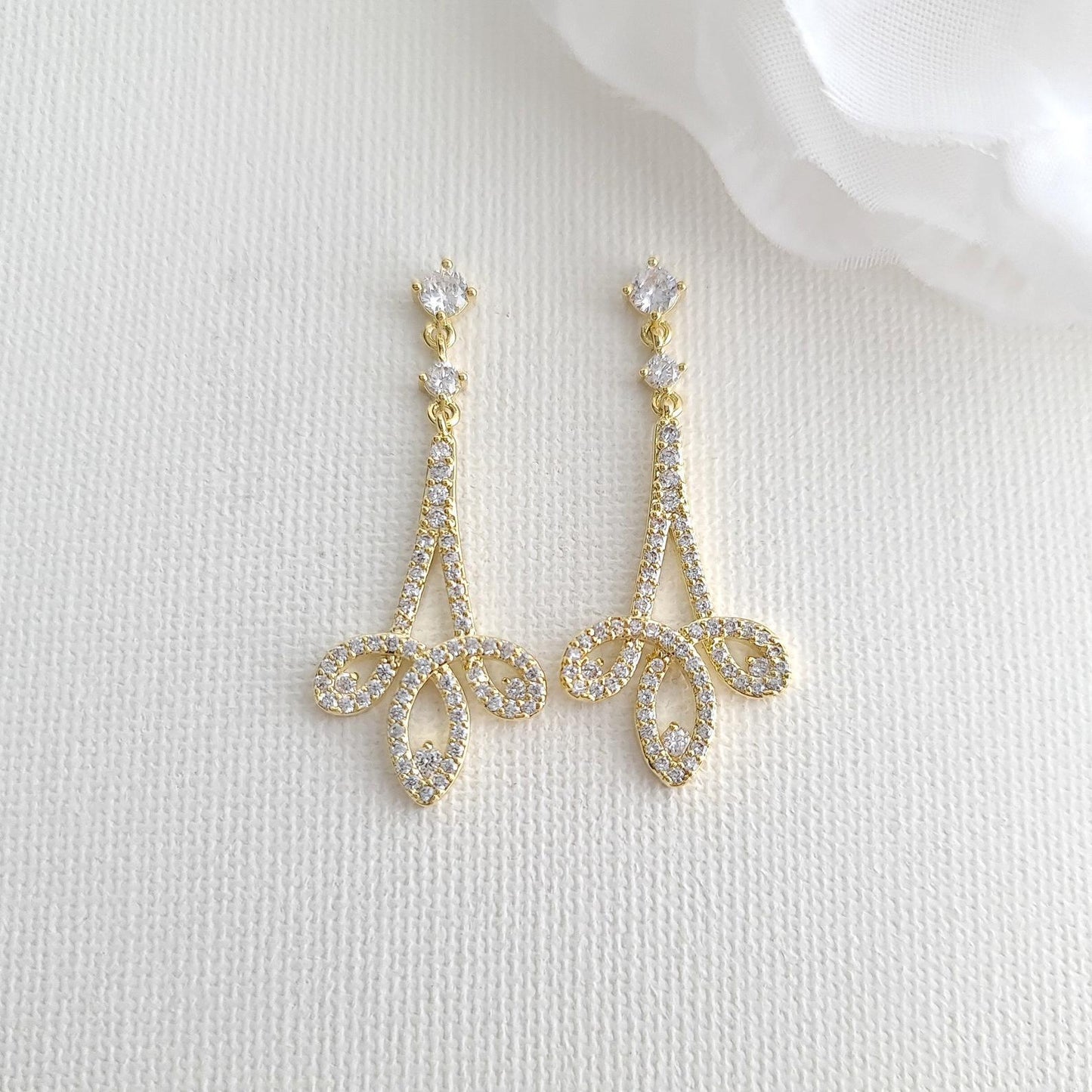 Silver & Cubic Zirconia Drop Earrings- Allison - PoetryDesigns