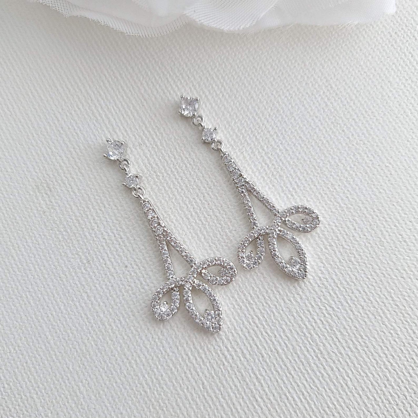 Silver & Cubic Zirconia Drop Earrings- Allison - PoetryDesigns