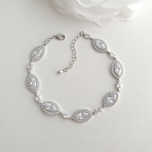 Cubic Zirconia Wedding Bracelet in Silver-Harriet