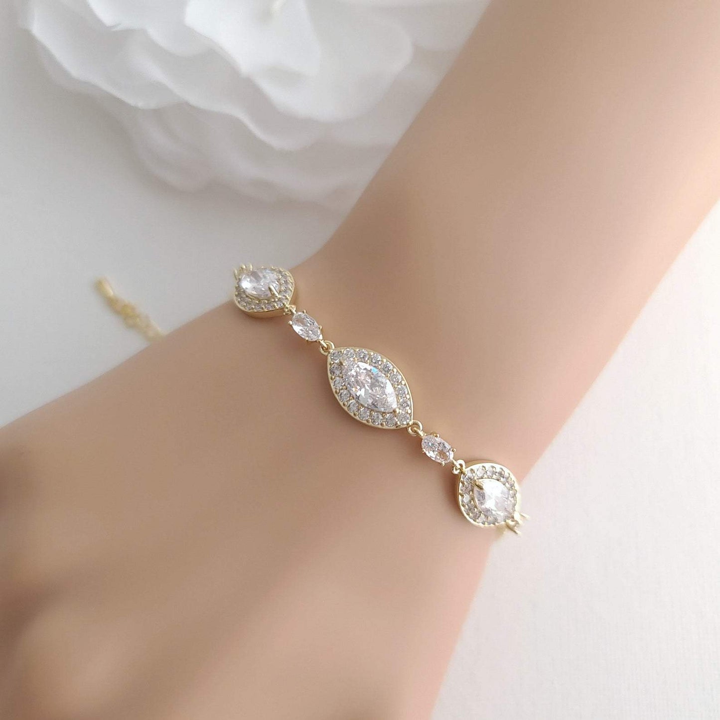 Cubic Zirconia Wedding Bracelet in Silver-Harriet