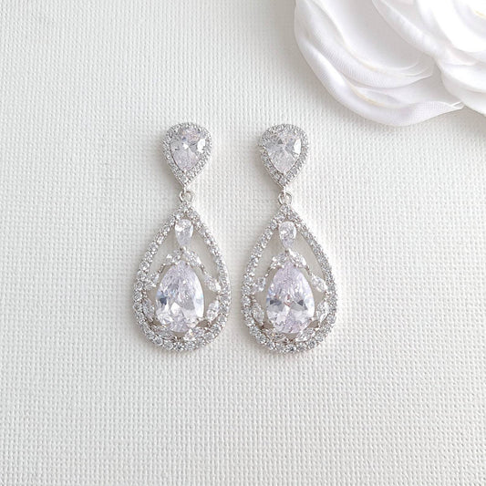 Boucles d'oreilles pendantes de mariée-Esther