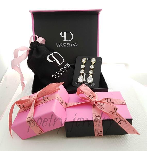 Thin Gold Necklace Earring Wedding Jewelry Set- Ginger - PoetryDesigns