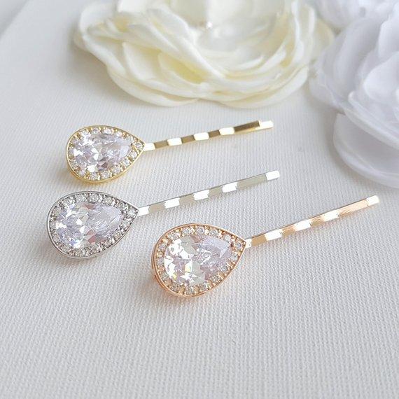 Wedding Hair Pins Silver- Evelyn - PoetryDesigns