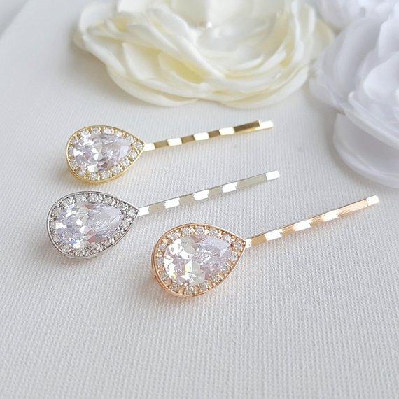 Bridal Hair Pins Rose Gold- Evelyn - PoetryDesigns