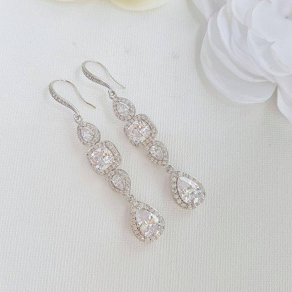 Gold Drop Earrings Weddings- Gianna - PoetryDesigns